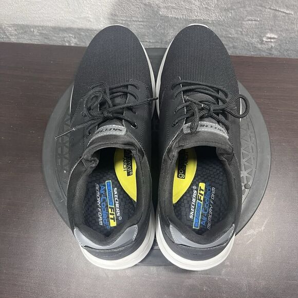 Skechers Men's Sz 10.5 Delson Swift Fit Hands Free Memory Foam Black Shoes - Picture 5 of 10